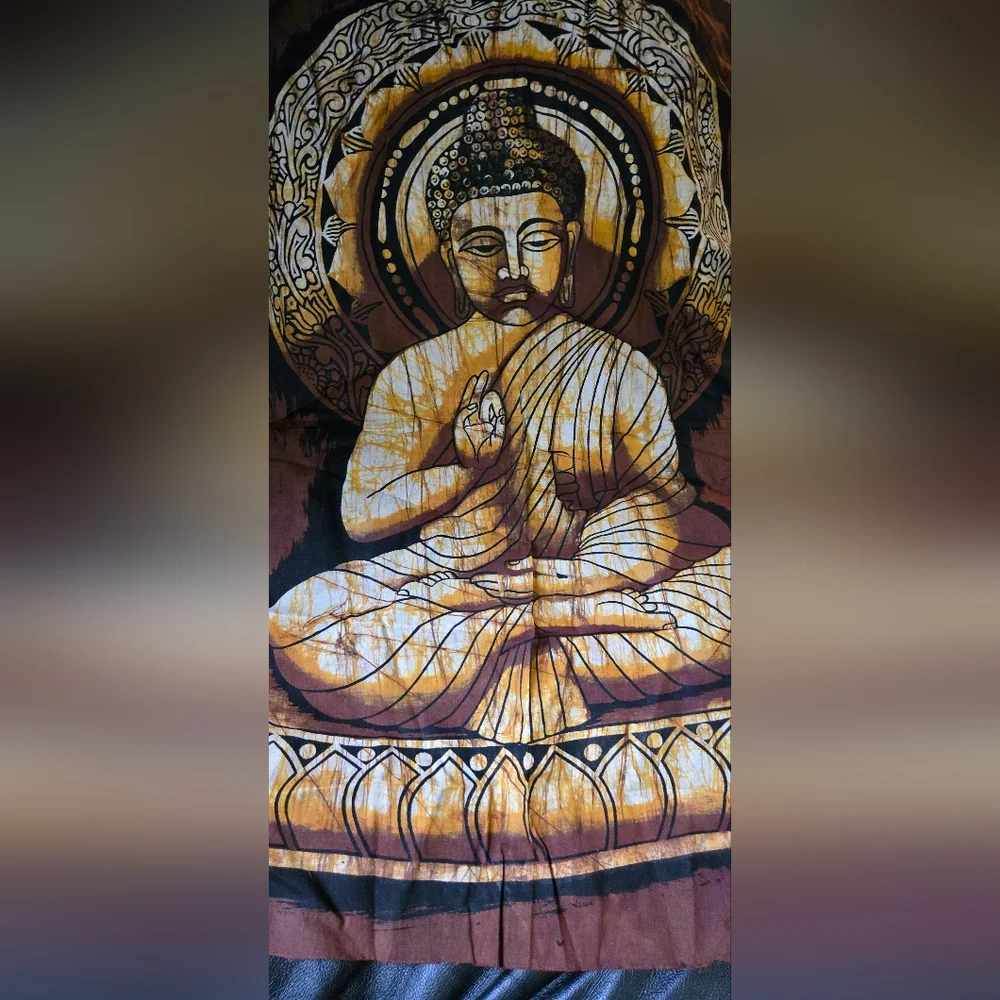 Buddha brown & gold Indian batik 22"x32" - Picture 6 of 6